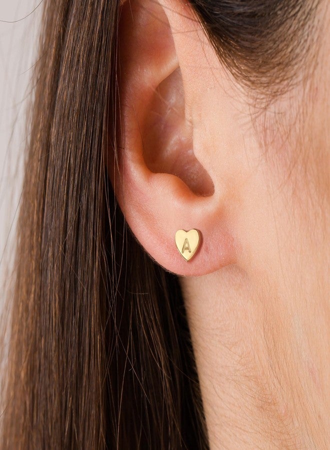 BAYLAY Heart Initial Earrings for Women - 18K Gold Plated Letter H Initial Earrings Dainty Hypoallergenic Gold Stud Heart Earings for Women Teens Gold Jewelry Gifts - Image 3